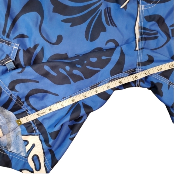 American Eagle Shorts Mens Size 38 Blue Hawaiian Print Drawstring Beach Shorts - Picture 4 of 11